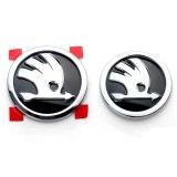 Set 2 embleme capota 90mm si portbagaj 80 mm, pentru Skoda Octavia Superb Fabia Rapid Kodiaq, negru/crom