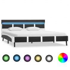 Cadru de pat cu LED, gri, 140 x 200 cm, piele artificiala GartenMobel Dekor