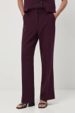 Medicine pantaloni culoarea bordo, lat, high waist