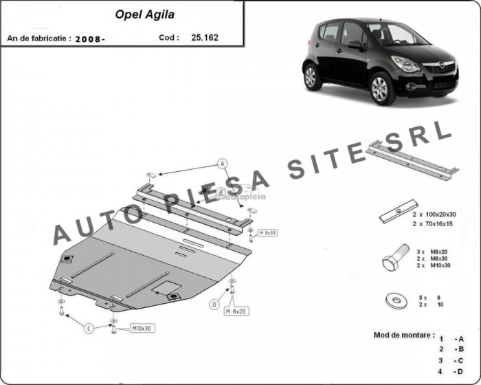 Scut metalic motor Opel Agila fabricat incepand cu 2008 APS-25,162