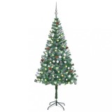 VidaXL Brad Crăciun artificial pre-iluminat globuri/conuri pin 180 cm