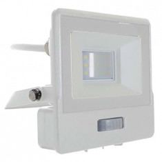 Reflector led smd 10w 6400k ip65 cu senzor miscare - alb