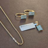 Set bijuterii placate cu aur - cristale zirconia bleu, SaraTremo