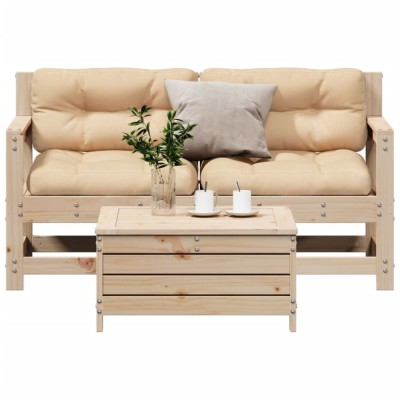 Gossi set mobilier gradina cu perne, 3 piese, lemn masiv de pin foto