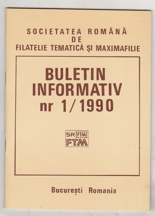 bnk fil Soc. romana de filatelie tematica si maximafilie - buletin info 1/1990