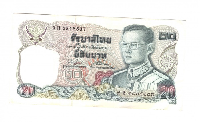 Bancnota Thailanda 20 baht 1981, stare buna