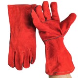 Manusi protectie sudura - palmari, piele intoarsa, marime universala, rosu