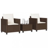 Gossi set bistro cu perne, 3 piese, maro, poliratan