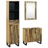 vidaXL Set de mobilier pentru baie cu sertar cu raft cu depozitare cu ușă cu oglindă 3 pcs Maro &Icirc;nalt