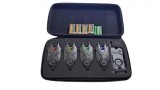 Set 4 Avertizori Pescuit cu Statie, LED, Volum Reglabil, Mute, Alarma Baterie, Raza 100m, Penar Transport si Baterii Incluse, Model 2024