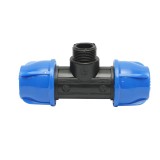 Teu compresiune PE cu filet exterior 90&deg; 25x25 mm x 3/4, PN16 pentru irigatii