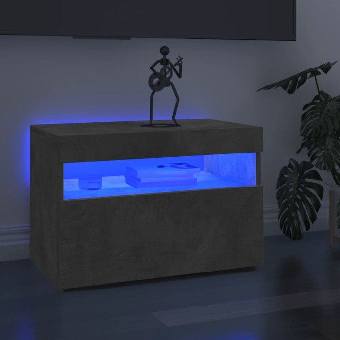 vidaXL Comodă TV cu lumini LED, gri beton, 60x35x40 cm 804417