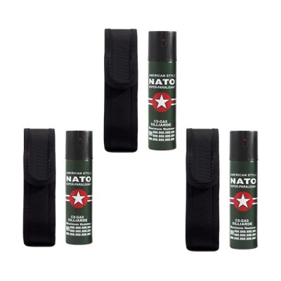 Set 3 Spray-uri Paralizante NATO Defence, 90 ml, Propulsie Jet, Verde, Husă Inclusă foto
