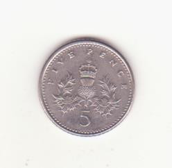 Marea Britanie 5 pence 1990 foto