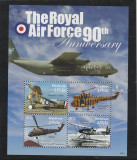 Maldive 2008-Aviatie,Aniversare Royal Air Force 90,bloc 4 valori,MNH,Mi.4673-76, Nestampilat