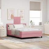 Cumpara ieftin Pat cu arcuri cu headboard Manual Roz 190 x 140 cm Catifea