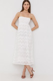 Cumpara ieftin Bardot rochie culoarea alb, midi, evazati