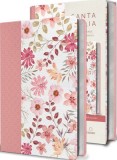 Biblia Reina Valera 1960 Letra Grande. Piel Rosada Con Flores, Tama