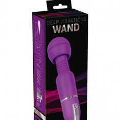 Aparat de masaj terapeutic cu vibratii Deep Wand, Violet, 25.3 cm