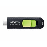 Cumpara ieftin MEMORIE USB Type-C 3.2 ADATA 64 GB retractabila negru / verde ACHO-UC300-64G-RBK/GN