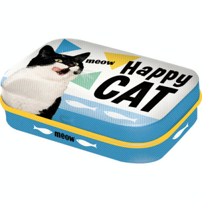 Cutie metalica cu bomboane - Happy Cat foto