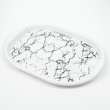 Tavă plastic dur, model marmura alb negru, 41x30 cm