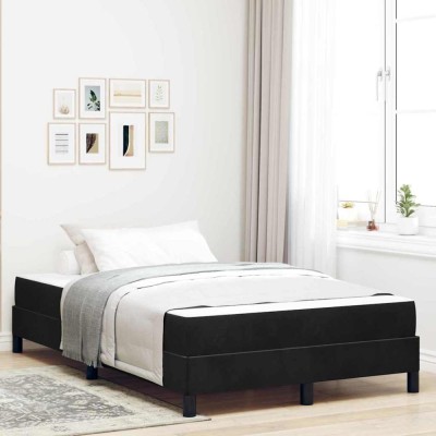 vidaXL Pat boxspring cu saltea cu saltea Negru 120 x 190 cm Catifea 3398679 foto