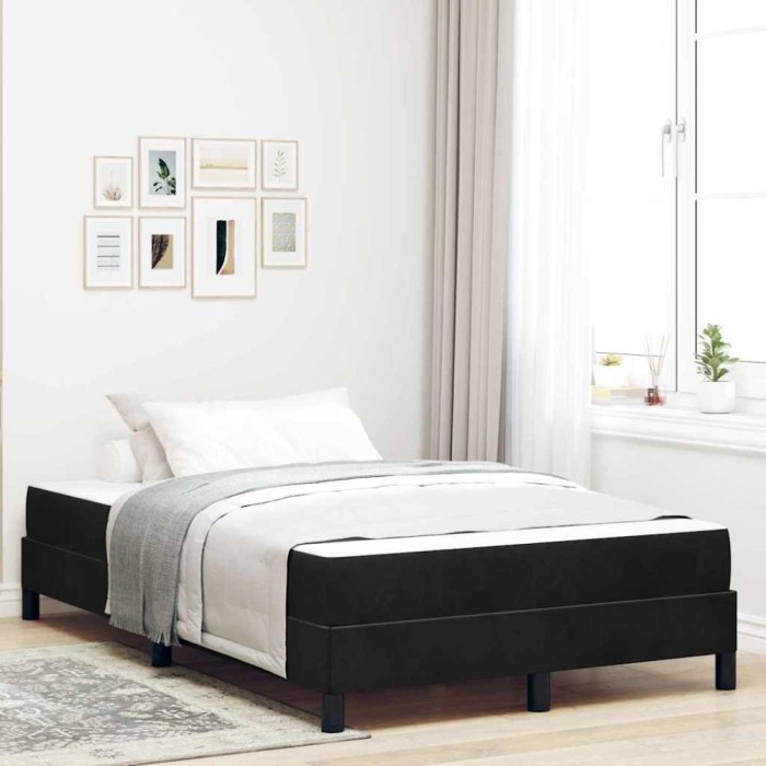 vidaXL Pat boxspring cu saltea cu saltea Negru 120 x 190 cm Catifea 3398679