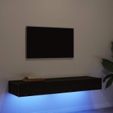 Mobilier TV cu lumini LED, 2 buc., stejar negru, 60x35x15,5 cm