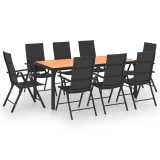 vidaXL Set mobilier de grădină, 9 piese, negru și maro