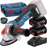 Bosch GWX 18V-10 SC X-LOCK + GBA + GAL 18V-40 - Polizor unghiular 125 mm valiza speciala accesorii + Set 2 acumulatori si incarcator Li-Ion 18 V 5 Ah