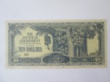 Malaya 10 Dollars 1942 UNC seria MP ocupatia japoneza WWII