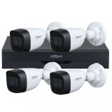 Kit supraveghere 4 camere basic 5 MP, IR 30 M, lentila fixa de 2.8mm, DVR 4 canale, Dahua cu Wizsense, inteligenta artificiala SafetyGuard Surveillanc