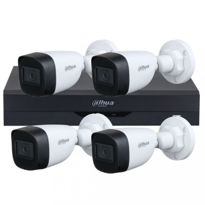 Kit supraveghere 4 camere basic 5 MP, IR 30 M, lentila fixa de 2.8mm, DVR 4 canale, Dahua cu Wizsense, inteligenta artificiala SafetyGuard Surveillanc foto