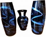 Set 3 vaze sticla Verona Black&amp;Blue