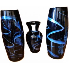 Set 3 vaze sticla Verona Black&amp;Blue