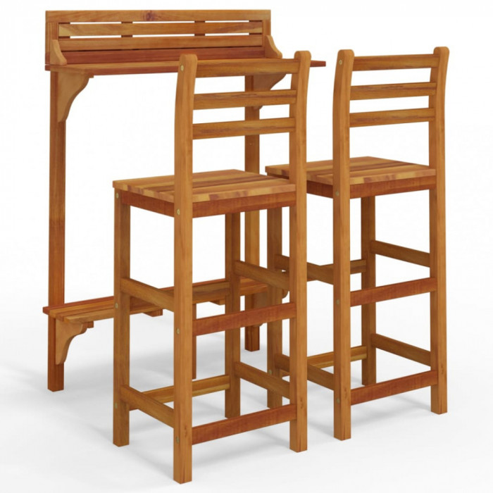 Set mobilier de bar de grădină, 3 piese, lemn masiv de acacia