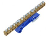 Regletă de conexiuni 6mm2 14 borne albastră