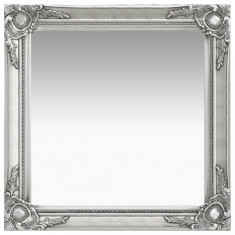 Oglinda de perete in stil baroc, argintiu, 60 x 60 cm foto