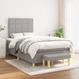 Gossi pat continental cu saltea, gri deschis, 120x200 cm, textil