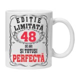 Cana alba personalizata &quot;editie limitata - perfecta&quot;, 48 ani, INOVATIX&reg;. 330ml