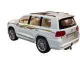Macheta replica metal Toyota Land Cruiser alb cu fum deschide usi, capota, prtobagaj, fum 1/24