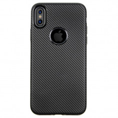 Husa iPhone X/Xs 5.8&amp;#039;&amp;#039; Carbon Fiber Texture neagra foto