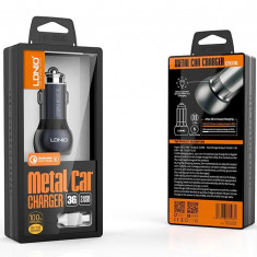 Incarcator Auto Quick Charge 3.0 Lonid racire pasiva aluminiu 2 porturi USB 36w