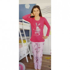 Pijama de fete din Bumbac,culoare Roz/Fucsia foto