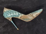 PANTOFI STILETTO TOC METALIC CUI PIELE NATURALA PITON TURCOAZ GIANMARCO LORENZI