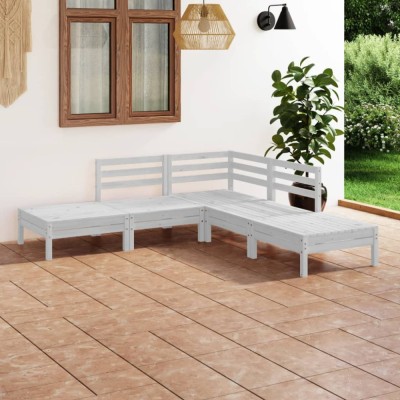 Gossi set mobilier de gradina, 5 piese, alb, lemn masiv de pin foto