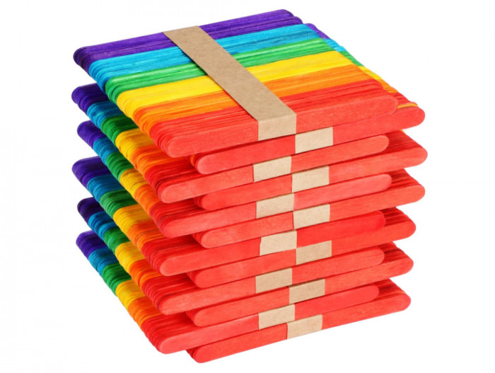 Set 600 de mini betisoare colorate de popsicle SINNSALLY, 114 x 10 mm - RESIGILAT