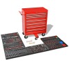 Cărucior scule atelier 1125 piese, oțel, roșu - Trusă completă, mobil, &icirc;ncuietoare, mecanic auto, profesional