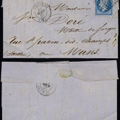 France 1862 Postal History Rare Cover + Content Libourne Le Mans DB.364